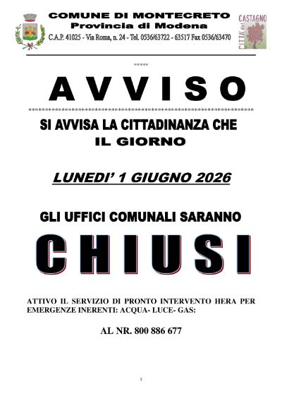 AVVISO CHIUSURA UFFICI COMUNALI IL 1 GIUGNO  2026.doc